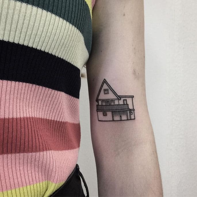 Home tattoo. Тату домик. Домик татуха. Хоум тату это. Японские домики тату.