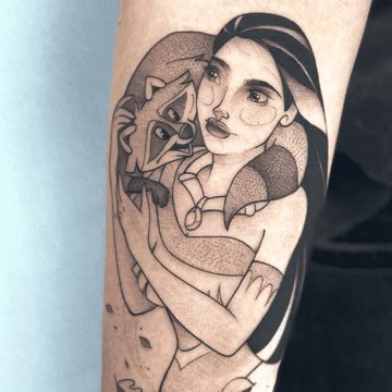 Delikatna Pocahontas w stylu fine line