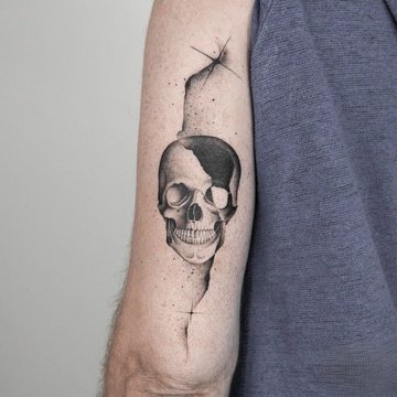Geometryczny tatuaż czaszka w stylu dotwork Geometryczny tatuaż czaszka w stylu dotwork