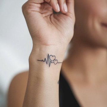 Tatuaż serca z linią życia jako pamiątka