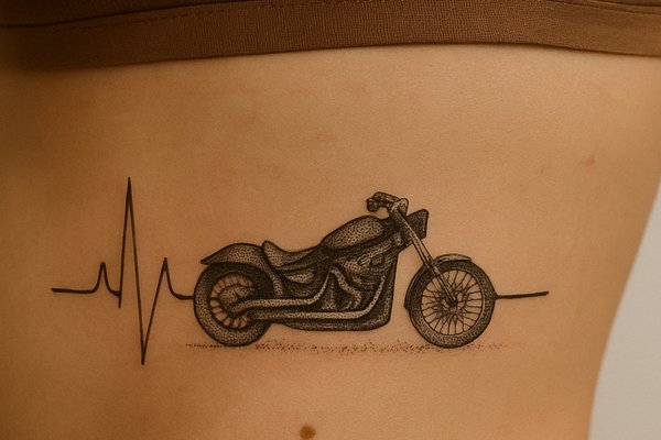 Tatuaż Linia Życia z Motocyklem