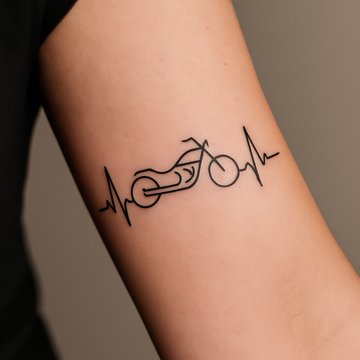 Stylizowany motocykl jako część linii życia